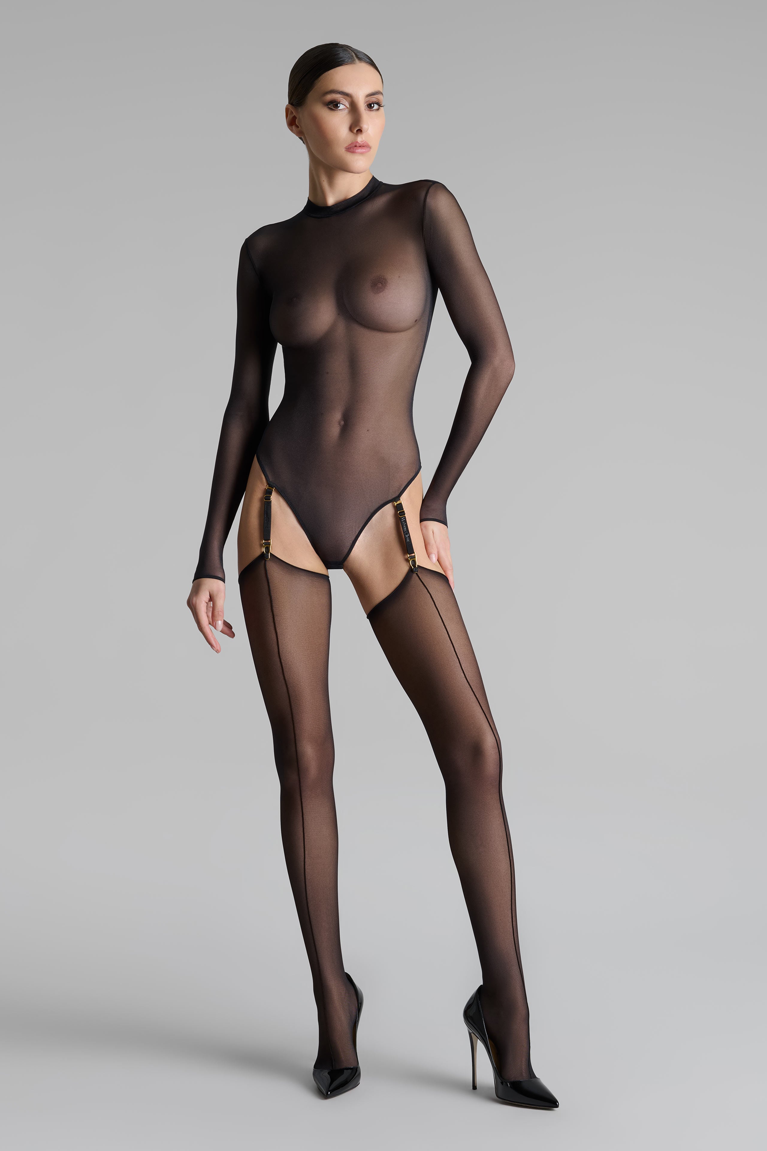 Cut and curled double seamed stockings 20D - LEGWEAR