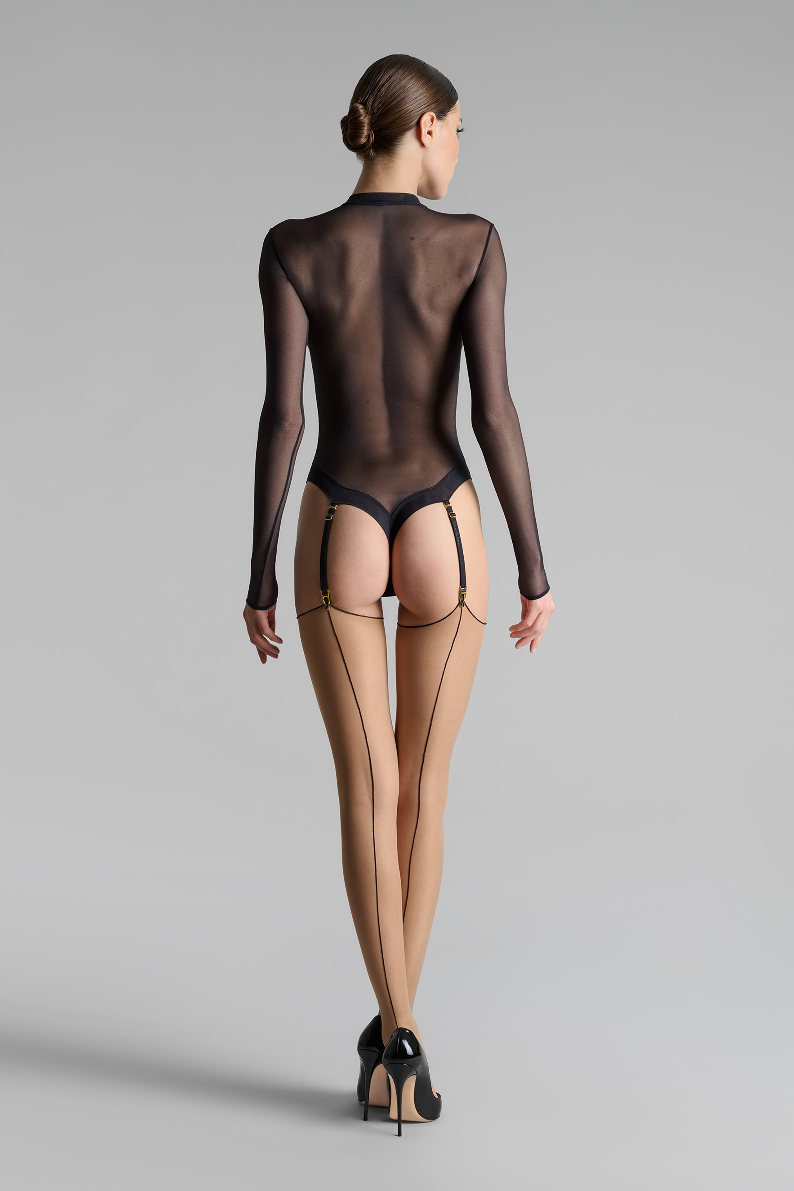 Cut and curled back seamed stockings 20D - LEGWEAR