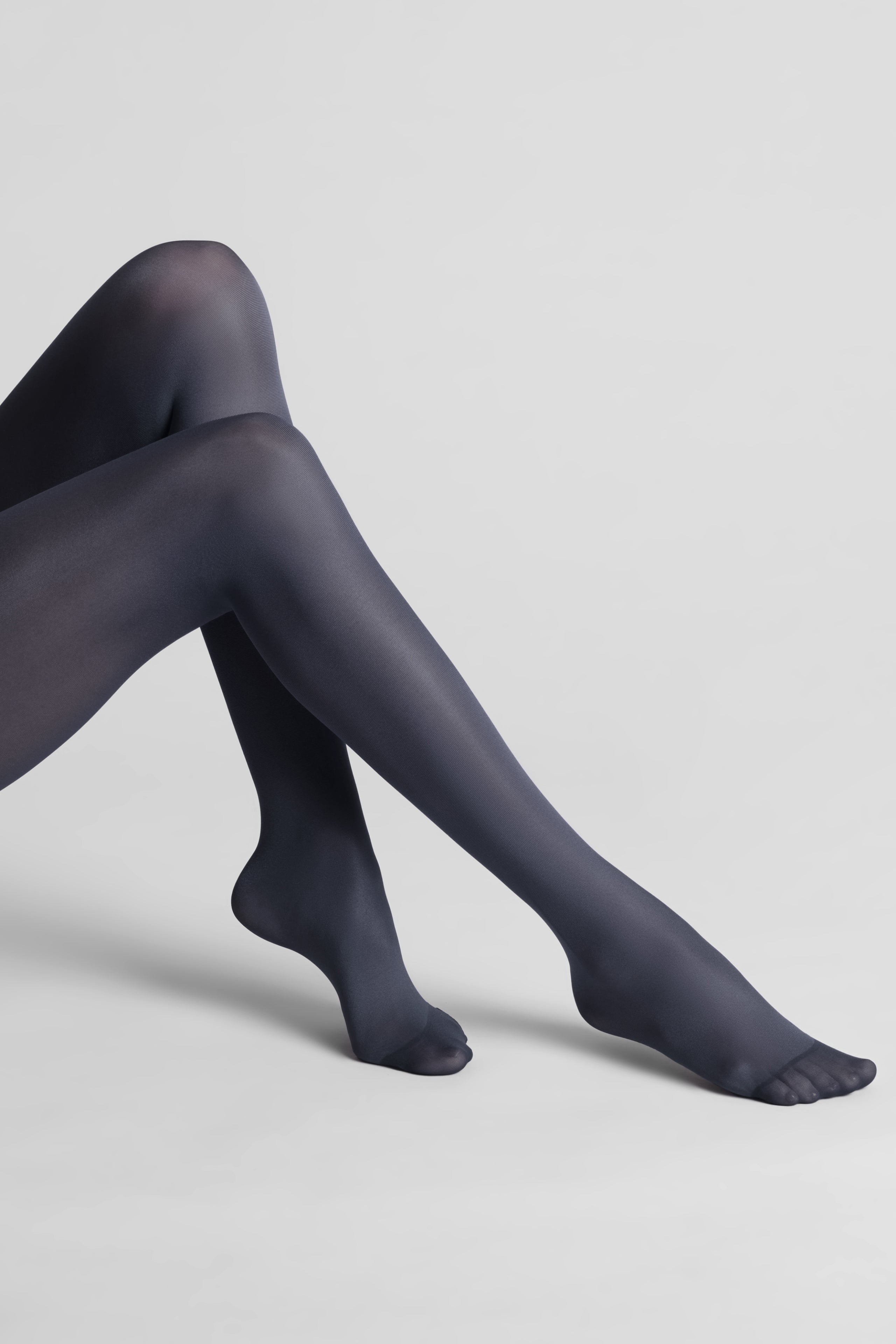 Cut and Curled Stockings 40D - Grey - LEGWEAR