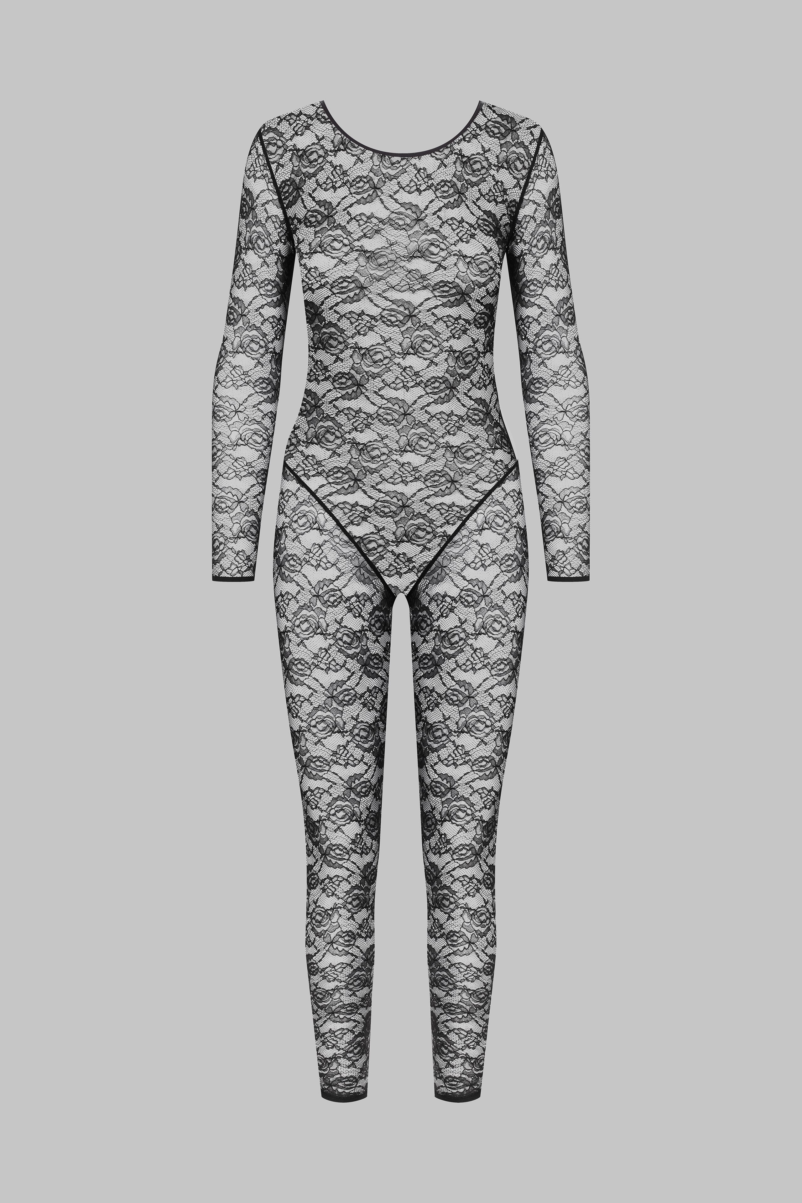 Langärmliger Jumpsuit mit offenem Rücken - Flashback