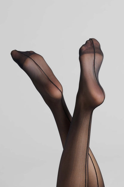 Cut and curled back seamed stockings 20D - LEGWEAR