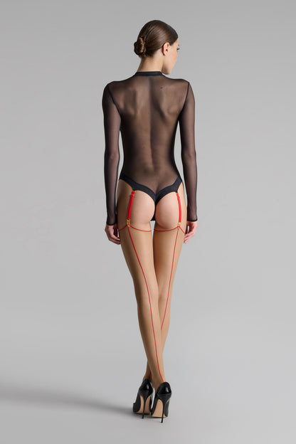 Cut and curled back seamed stockings 20D - LEGWEAR