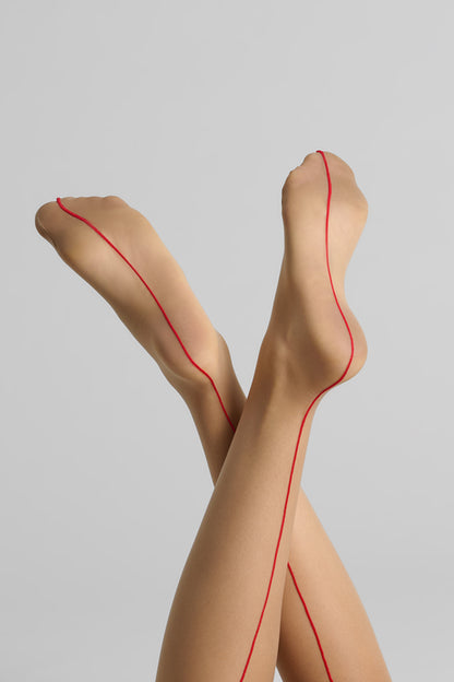 Cut and curled back seamed stockings 20D - LEGWEAR