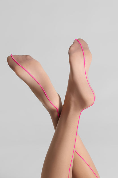 Cut and curled neon seamed stockings 20D - LEGWEAR