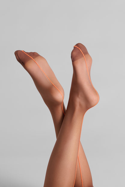 Cut and curled neon seamed stockings 20D - LEGWEAR