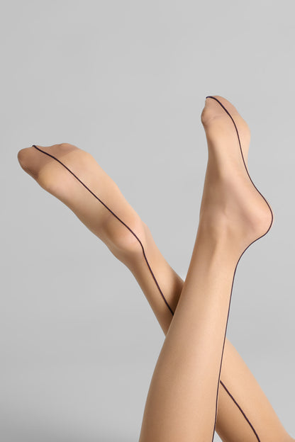 Cut and curled back seamed stockings 20D - LEGWEAR