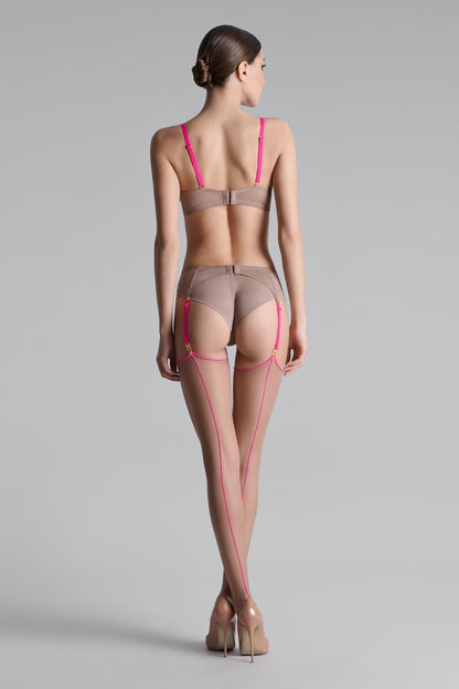 Cut and curled neon seamed stockings 20D - LEGWEAR