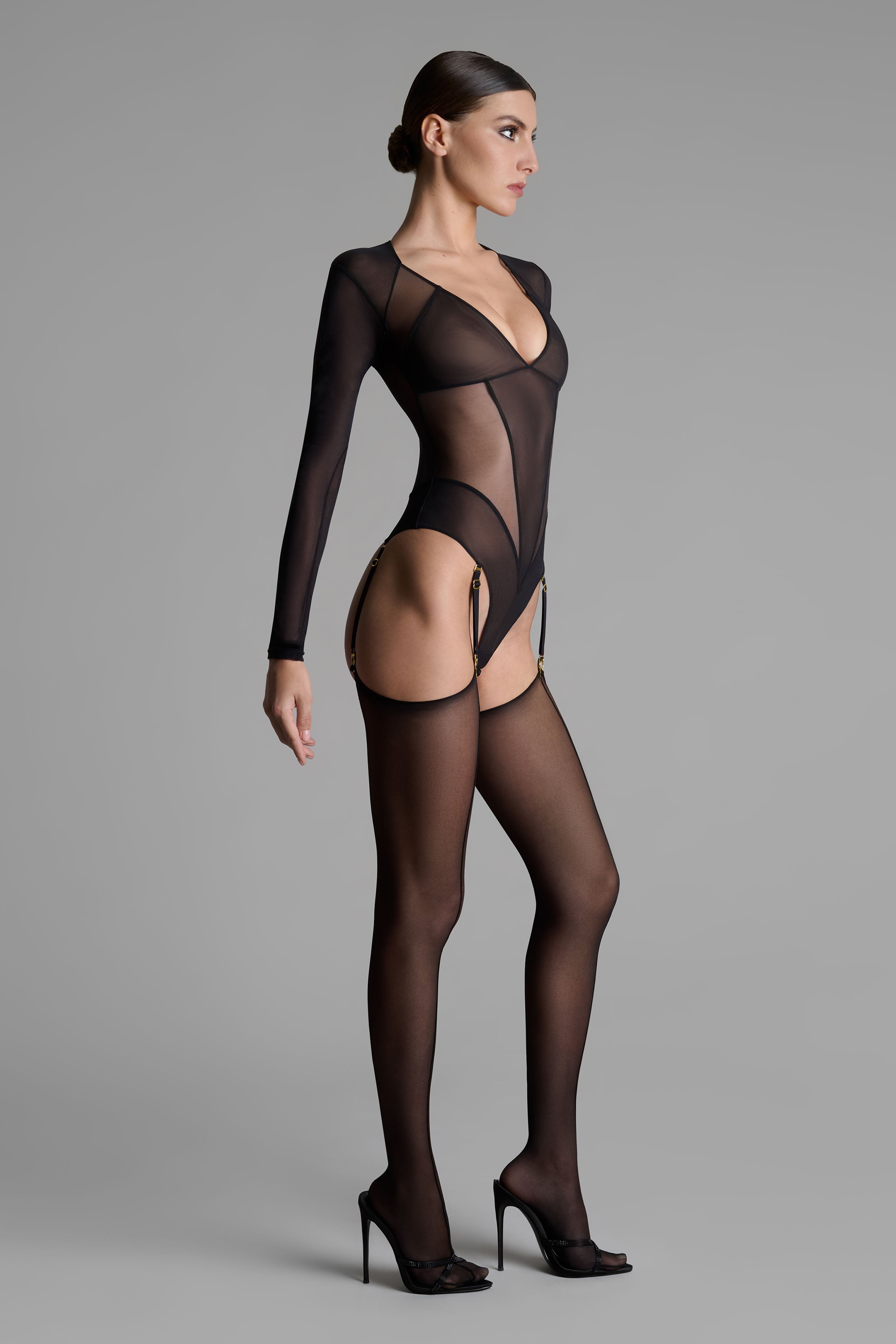 Long Sleeves Bodystring with Susperders - L&