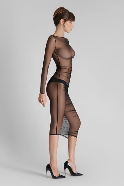 Long sleeves midi dress - Nuit Fauve