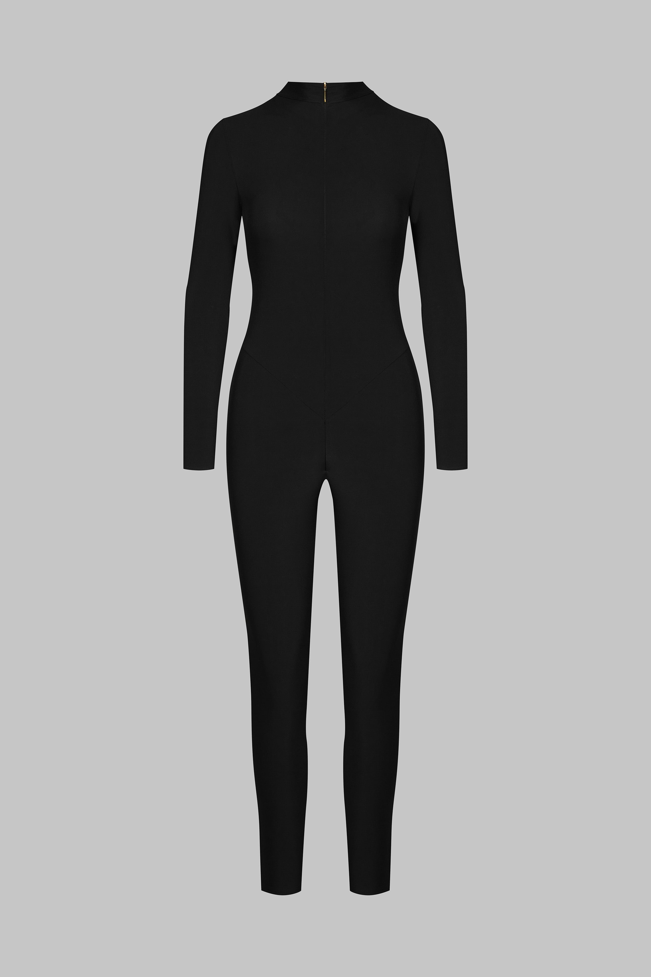 Transparent back long sleeves Jumpsuit - Nuit Fauve