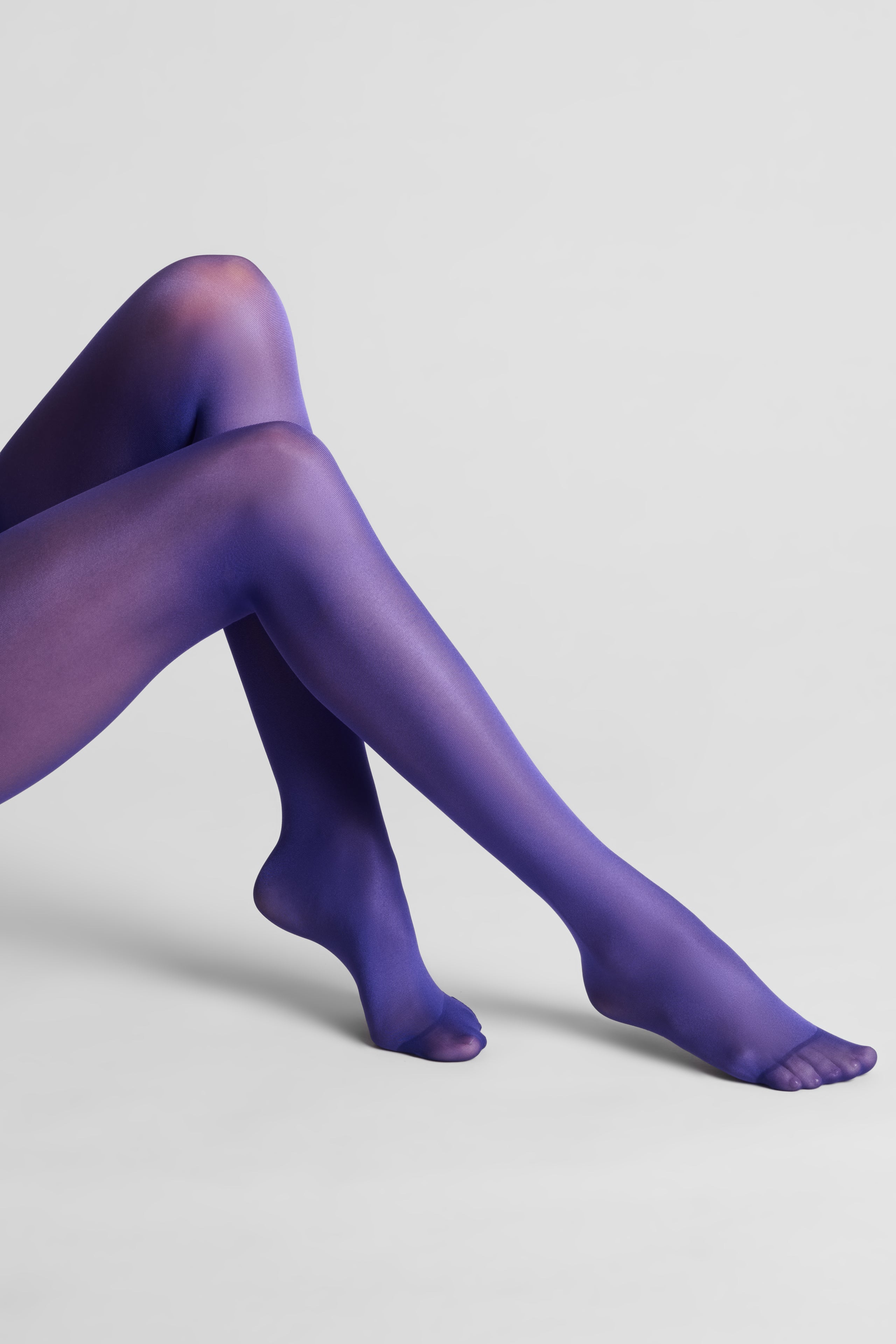 Cut and curled stockings 40D - Purple - Les Coquetteries