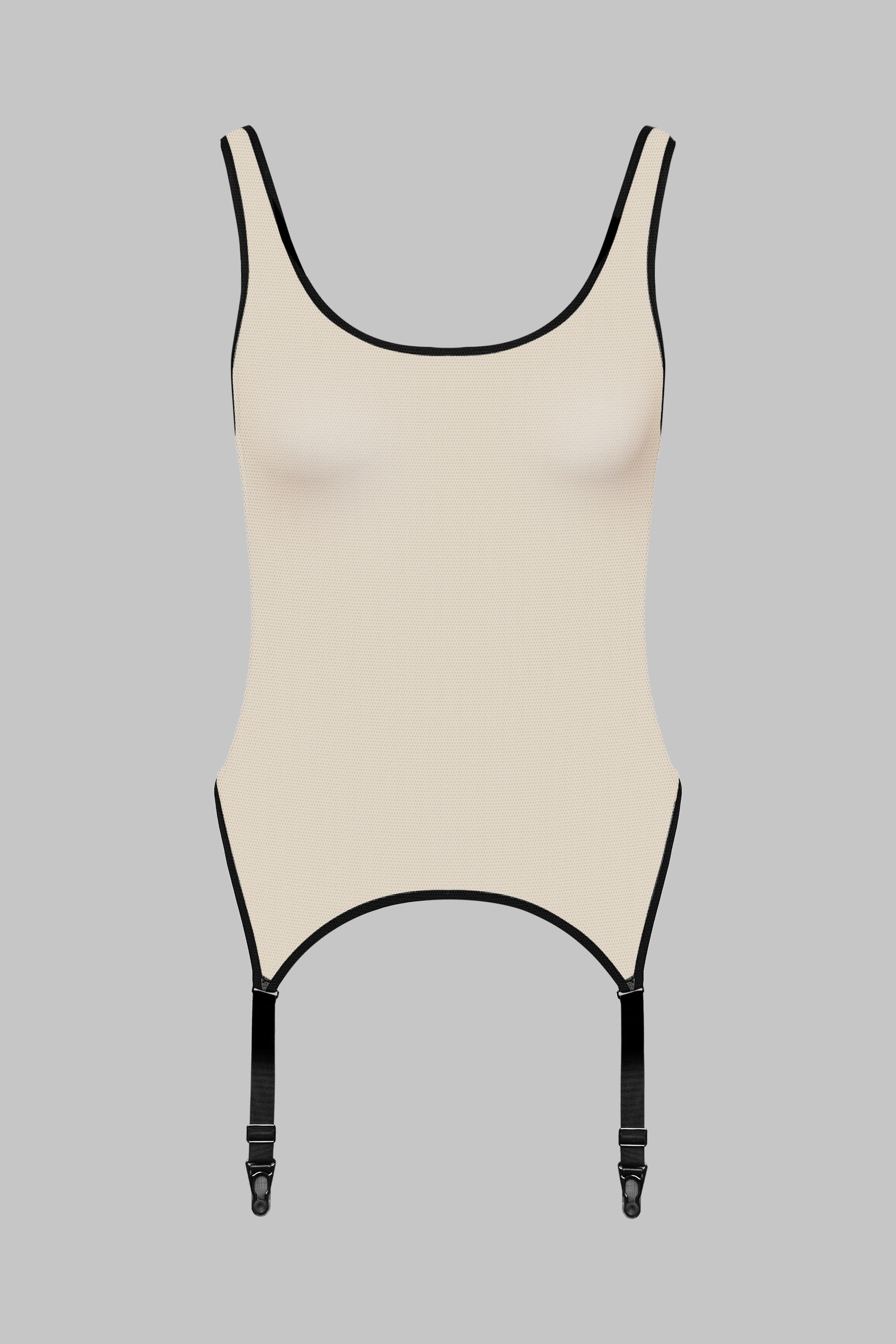 Strappy Bodysuit with Garters - Pure Tentation