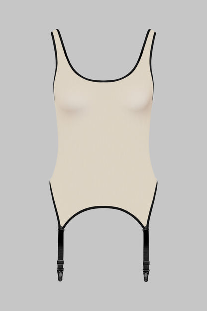 Strappy Bodysuit with Garters - Pure Tentation