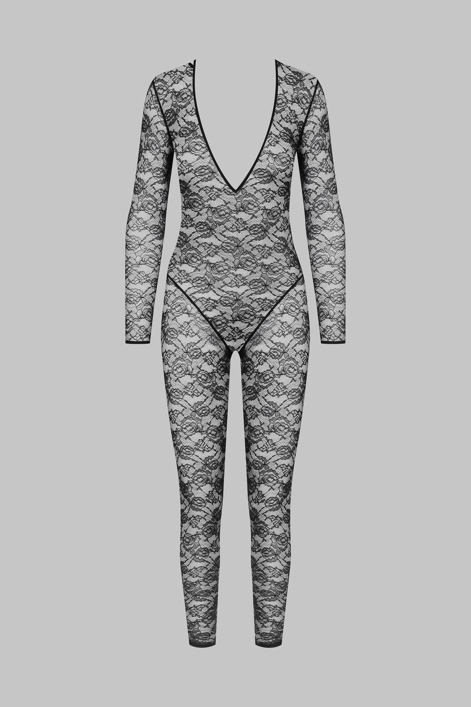 Langärmliger Jumpsuit mit V-Ausschnitt - Flashback
