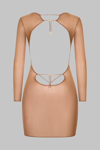 Short Open Back Long Sleeve Dress - French Kiss Light