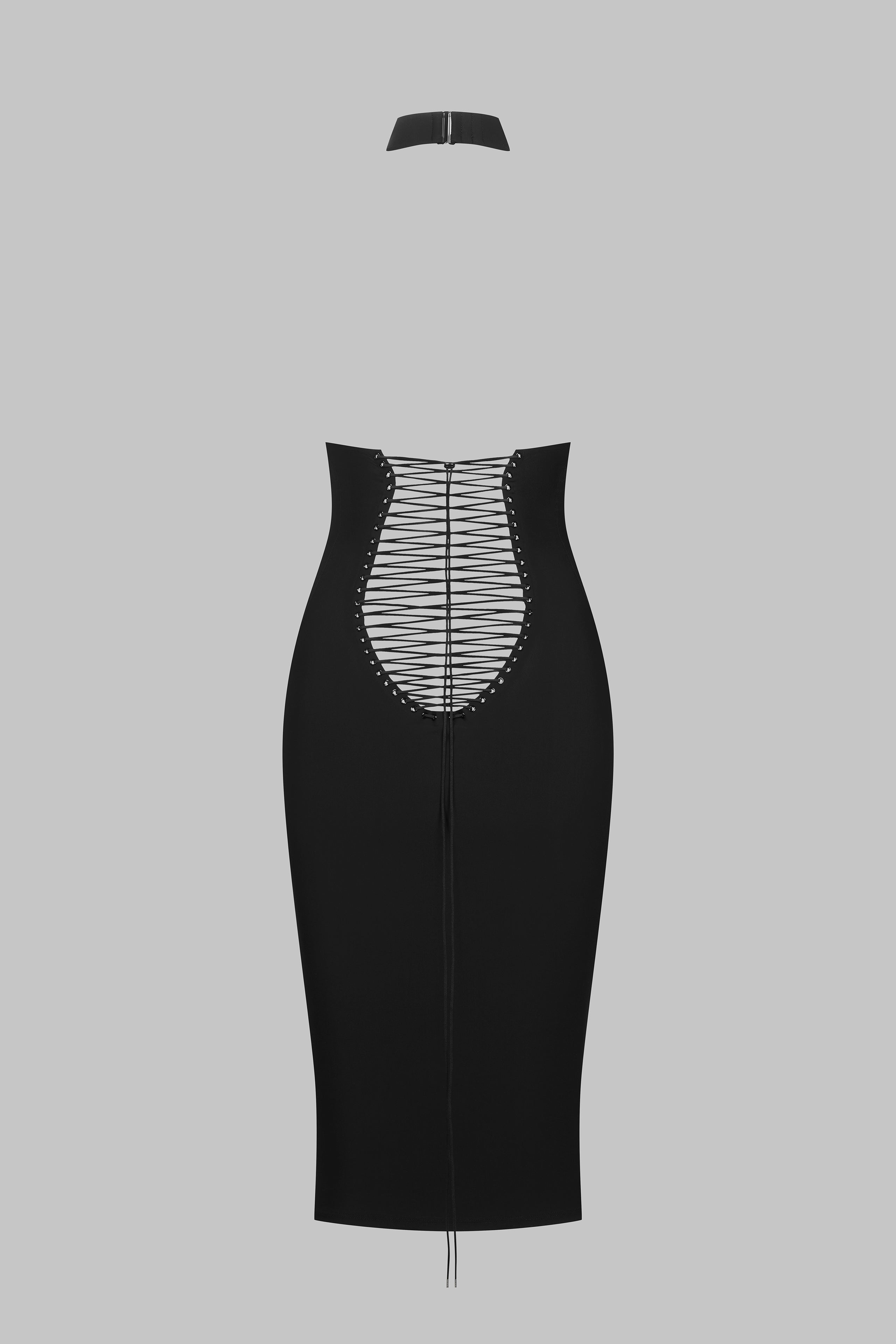 Midi dress with american collar - Nuit Infinie