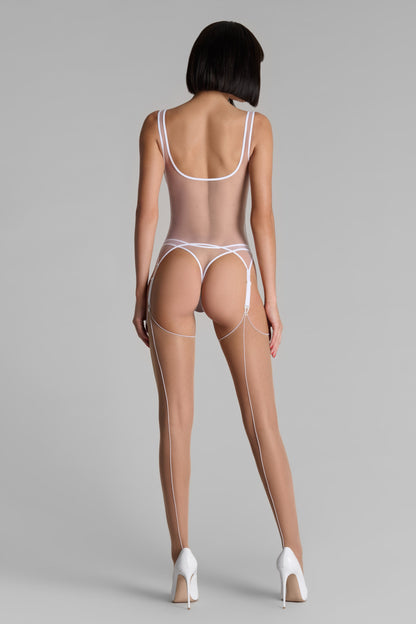 Strappy Bodysuit with Garters - Pure Tentation