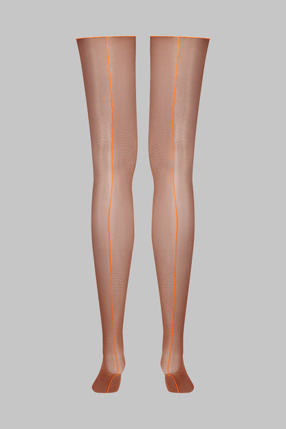 Cut and curled neon seamed stockings 20D - LEGWEAR