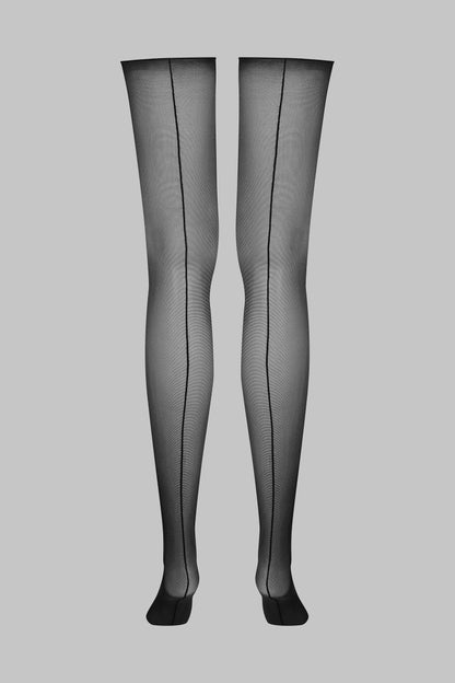 Cut and curled back seamed stockings 20D - LEGWEAR