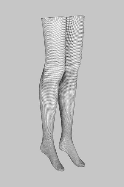 Lurex fishnet cut and curled stockings - LEGWEAR