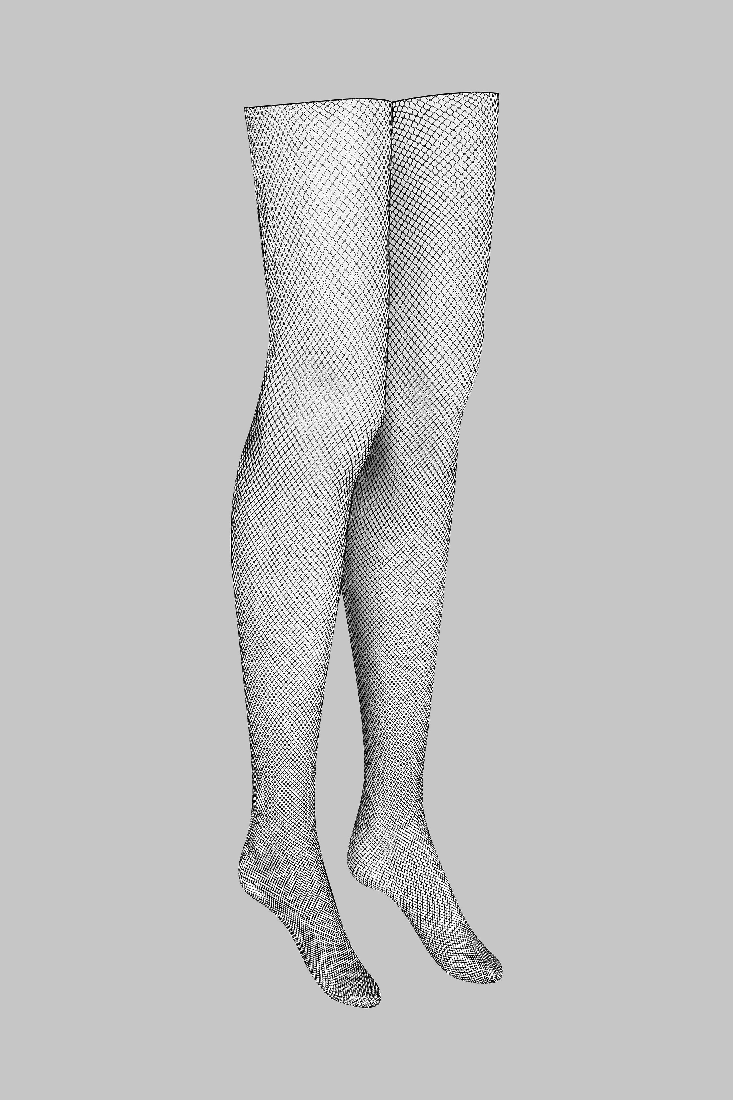 Lurex fishnet cut and curled stockings