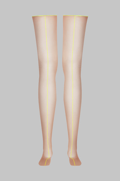 Cut and curled neon seamed stockings 20D - LEGWEAR
