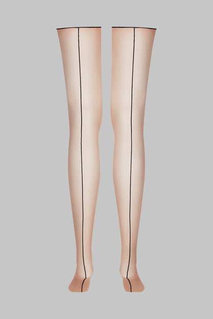 Cut and curled back seamed stockings 20D - LEGWEAR