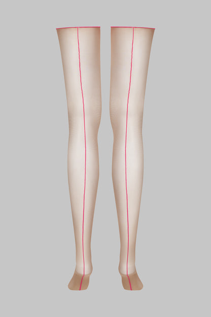 Cut and curled neon seamed stockings 20D - LEGWEAR