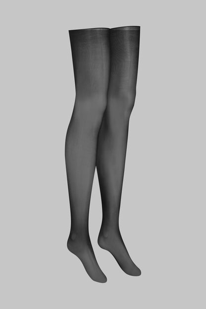 Glossy cut and curled stockings 20D - Black - LEGWEAR