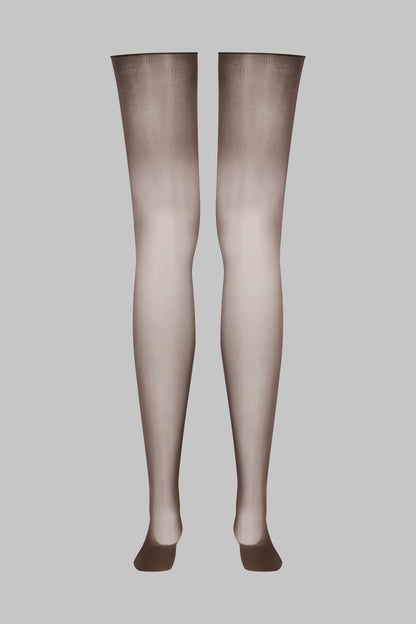 Glossy cut and curled stockings 20D - Brown - LEGWEAR