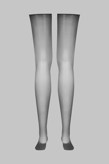 Glossy cut and curled stockings 20D - Smoky - LEGWEAR