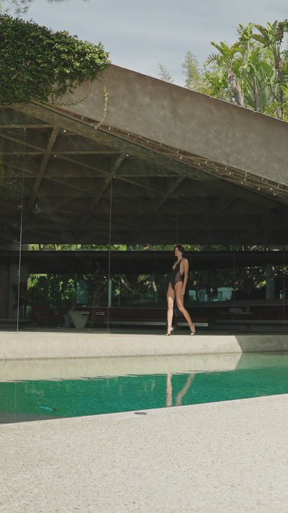 Backless one-piece swimsuit - Minuit