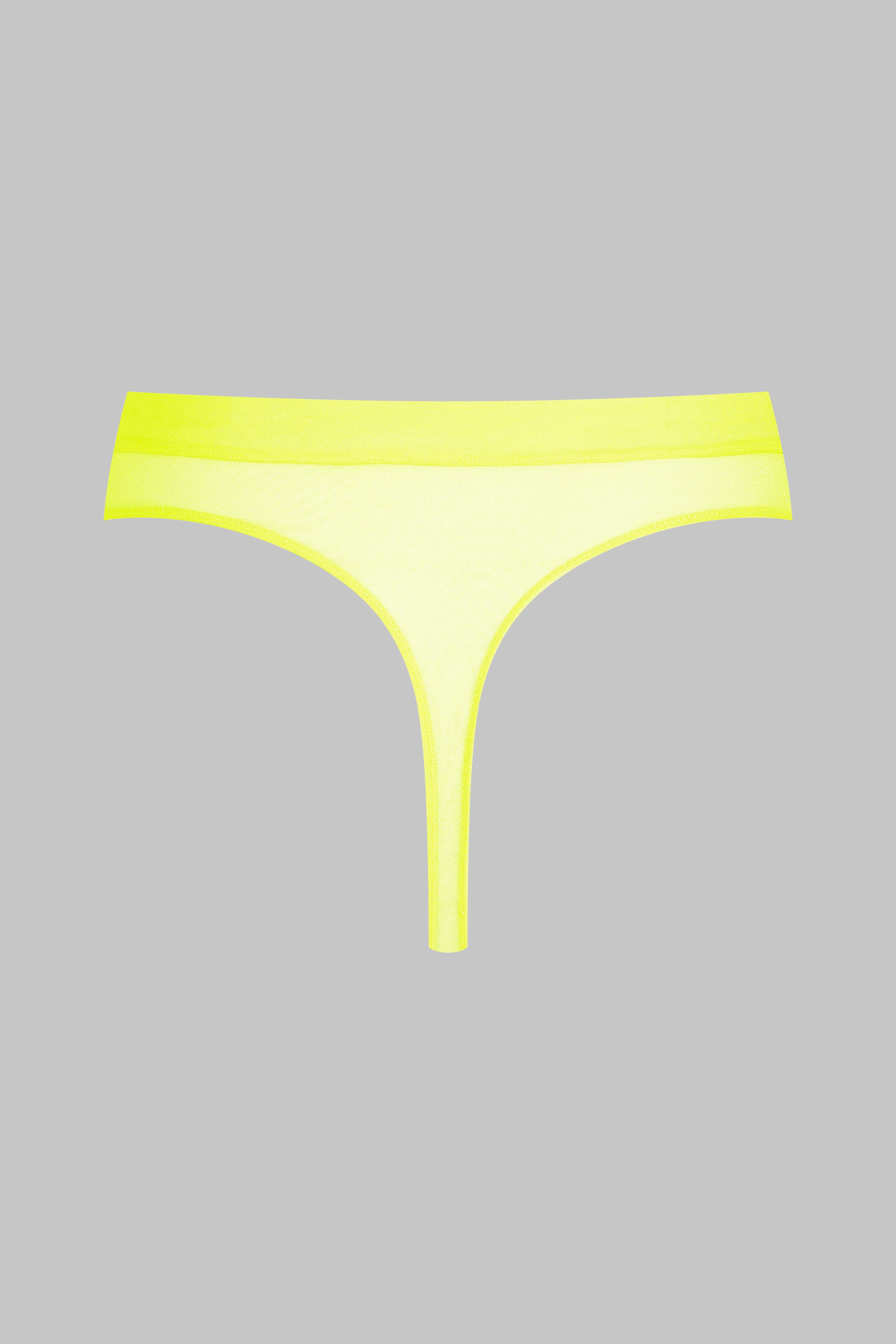 Neon Yellow Mesh Simple T-Back Rhinestone Thong – The Beauty Cave
