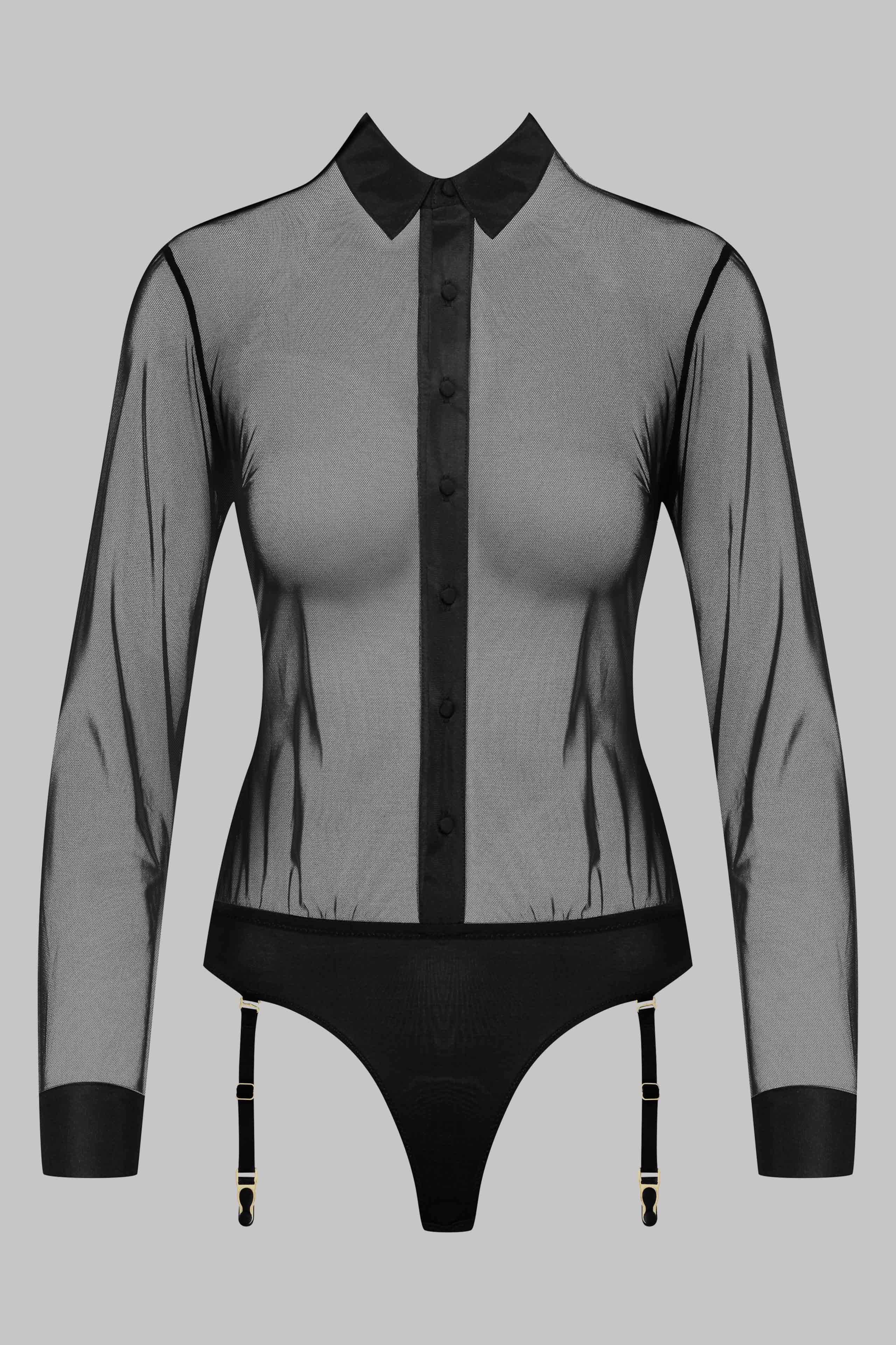 Bodysuit shirt shape with suspenders - Madame Rêve