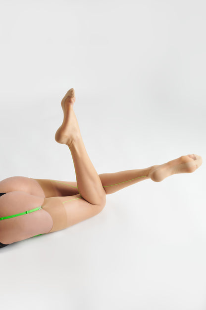 Authentic neon seamed nylon stockings 15D - LEGWEAR